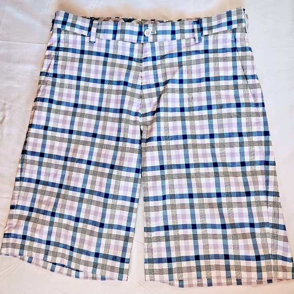 Nike Mens Blue And Purple Plaid Dri Fit Golf Shorts With Pockets Size 32 - Picture 1 of 12